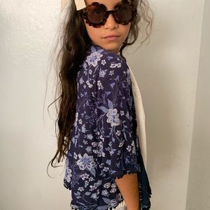 Girls Blue floral kimono cover up
